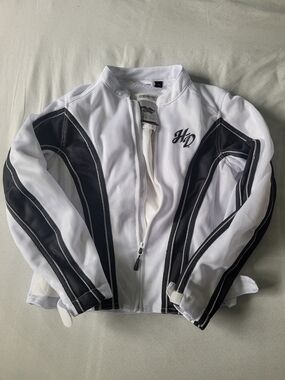 Harley Davidson Womens White and Black HD Logo Motorcycle Jacket
